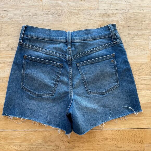 Madewell High Rise Denim Shorts Womens 25 Distressed Frayed Raw Hem Button Fly - Picture 3 of 12